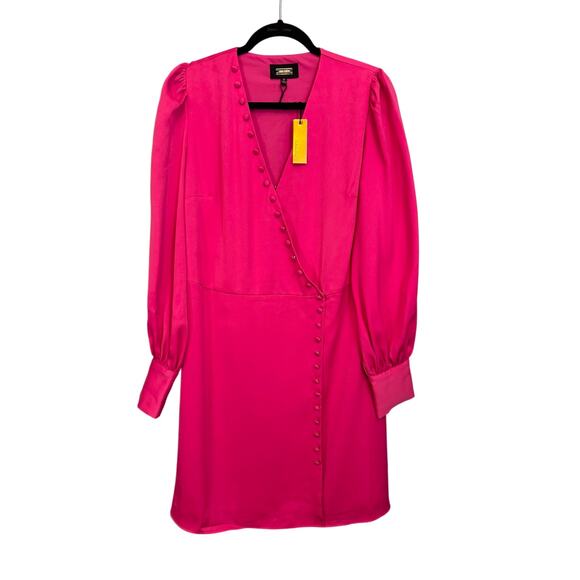 Alexia Admor Mini Sheath Dress 10 Pink Barbiecore Party V-Neck Puff Sleeves NWT - Picture 1 of 9